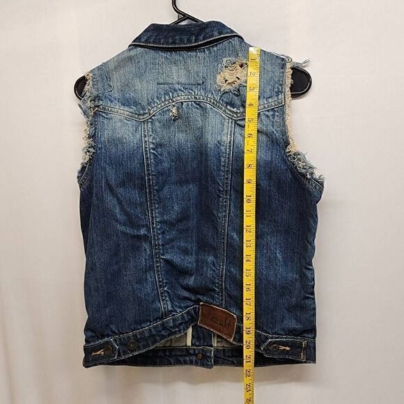 Cult of Individuality Blue Denim Vest Womens Jean Distressed Size Large H5 - Picture 3 of 9